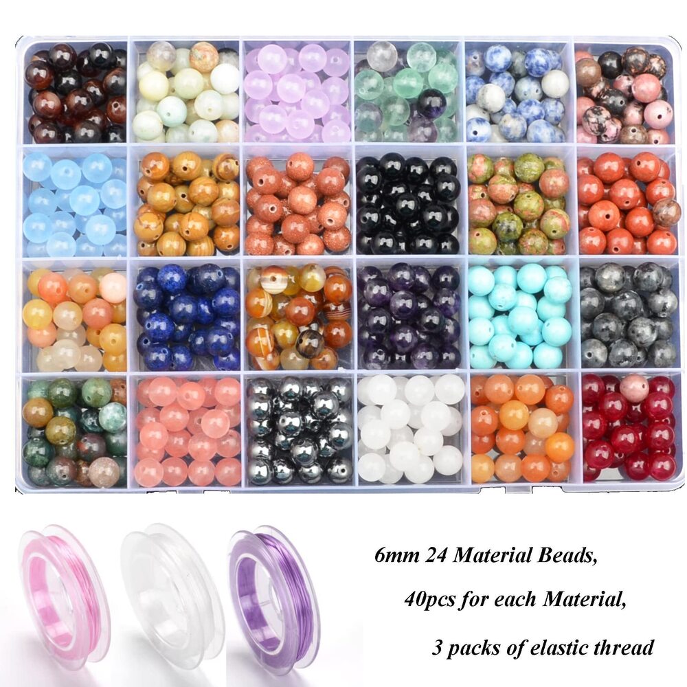 1996 6mm Natural Mixed Materials Gemstones Beads Tiny Spacer Round Loose - Picture 7 of 7